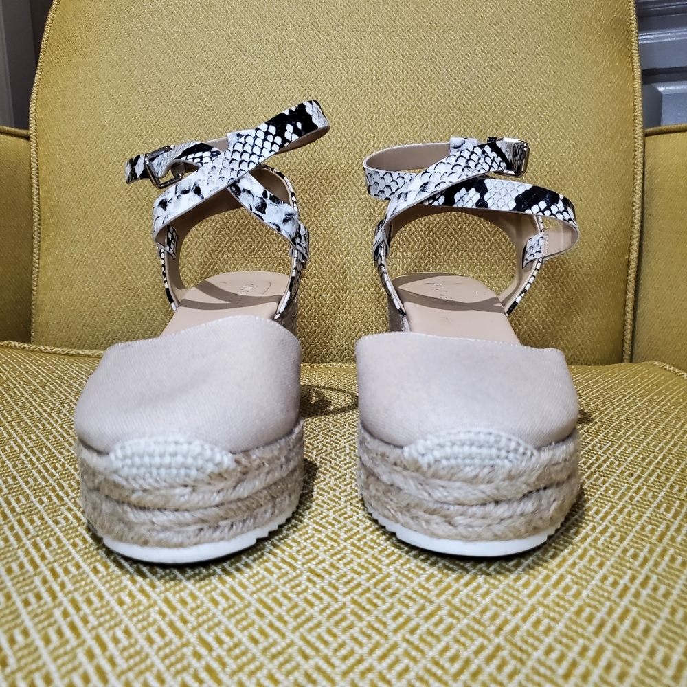 Nine West Beige and Black Espadrille Wedges - Picture 4 of 6